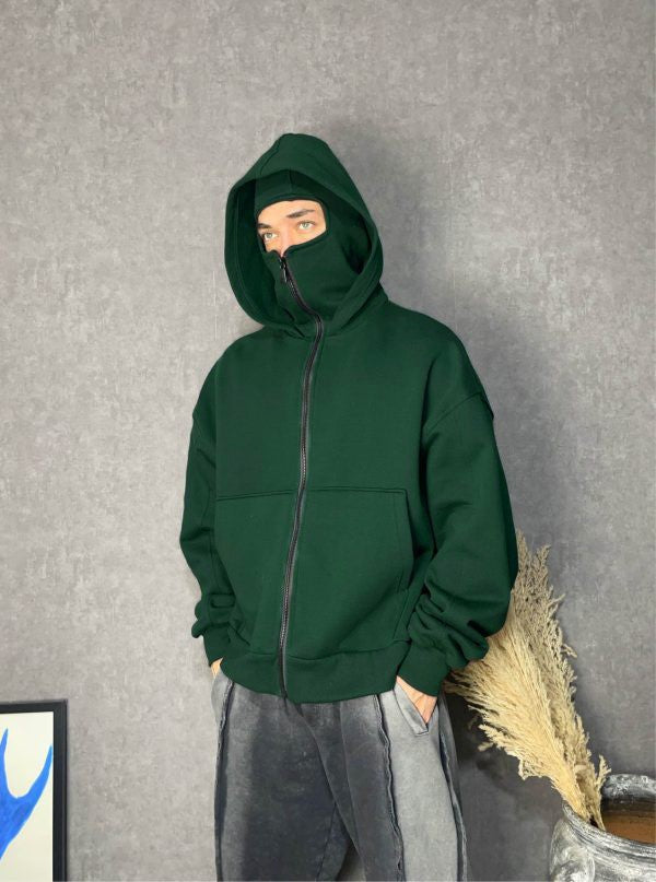 Anti Social Full-Zip Face Cover Hoodie - Oversized Streetwear Winter Edition