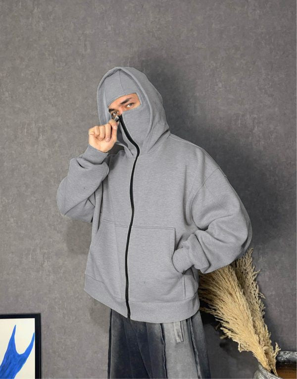 Anti Social Full-Zip Face Cover Hoodie - Oversized Streetwear Winter Edition