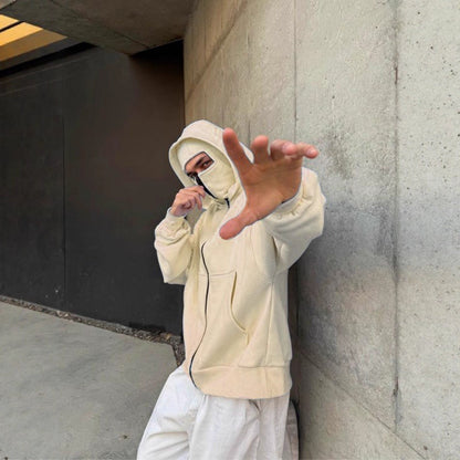 Anti Social Full-Zip Face Cover Hoodie - Oversized Streetwear Winter Edition