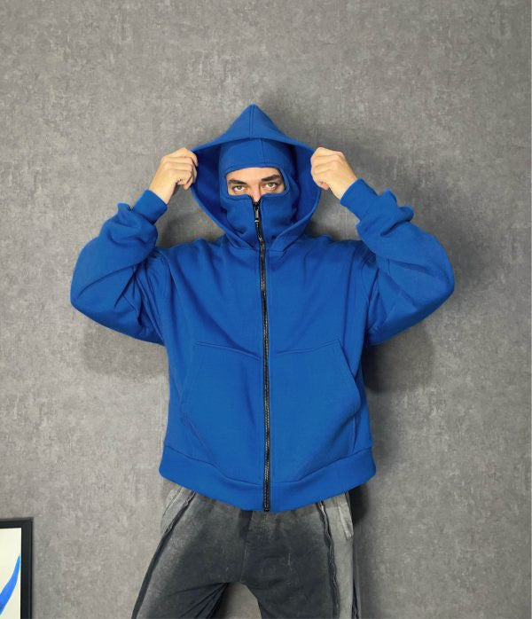 Anti Social Full-Zip Face Cover Hoodie - Oversized Streetwear Winter Edition
