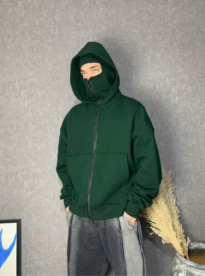 Anti Social Full-Zip Face Cover Hoodie - Oversized Streetwear Winter Edition