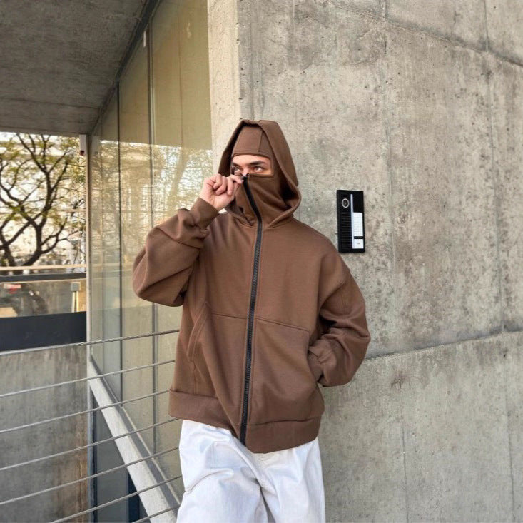 Anti Social Full-Zip Face Cover Hoodie - Oversized Streetwear Winter Edition