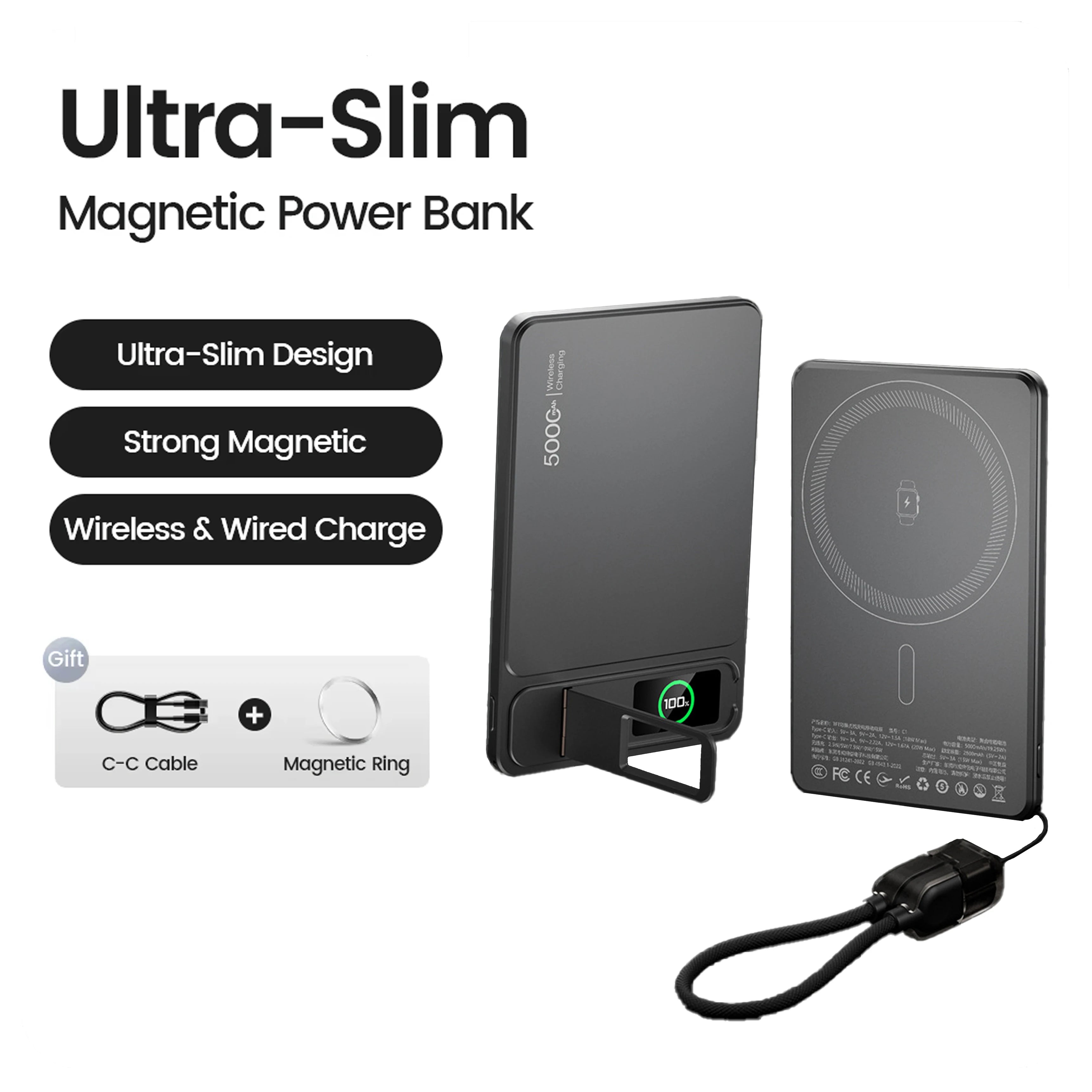 10000mAh Magnetic Powerbank 15W Wireless Power bank PD 20W Fast Charing External Battery For MagSafe iPhone 12-17 Pro Watch