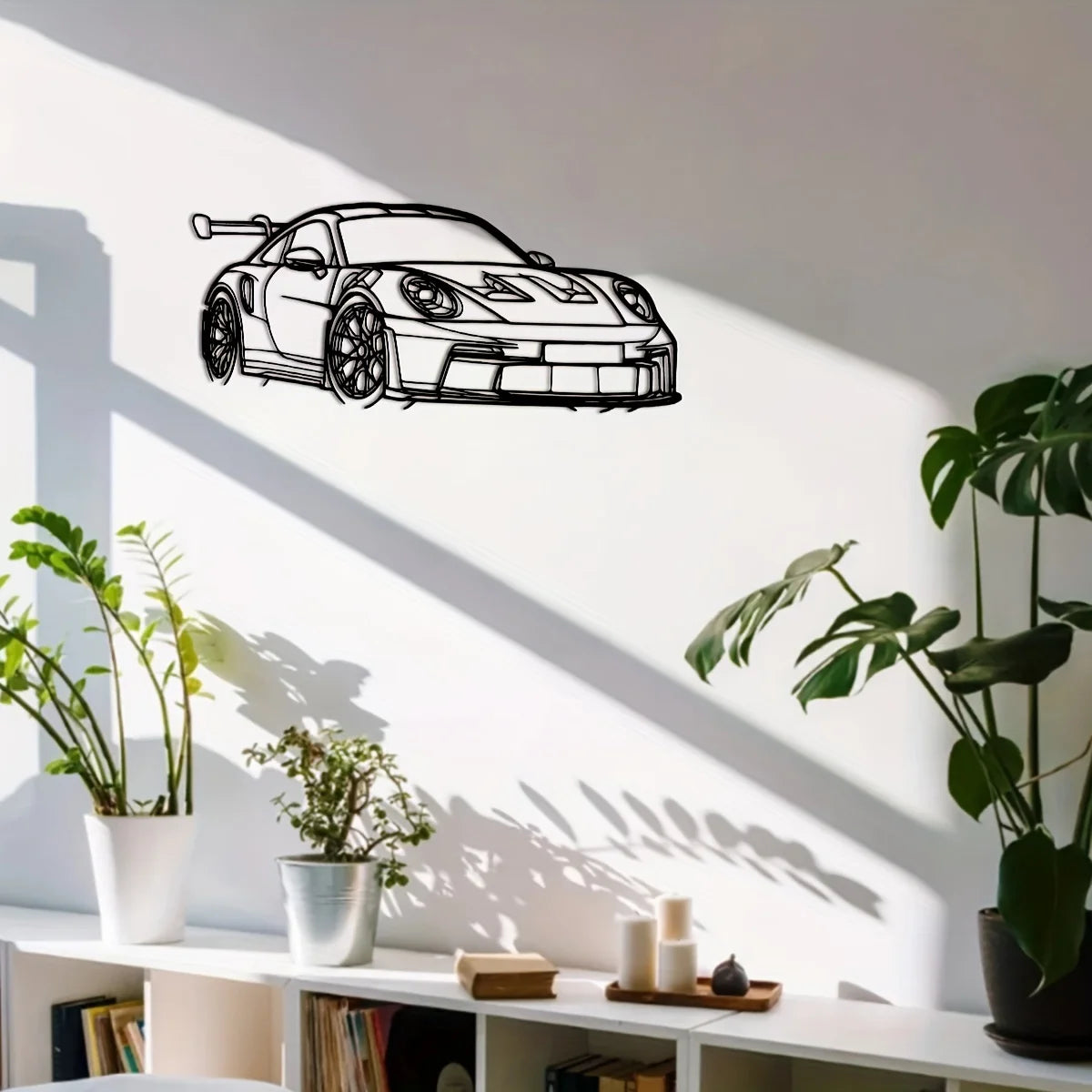 1pc for Supercar Metal Wall Art - 15.75" x 6.32" Modern Iron Home Decor Sign, Dynamic Racing Car Outline Sculpture, Car Decor
