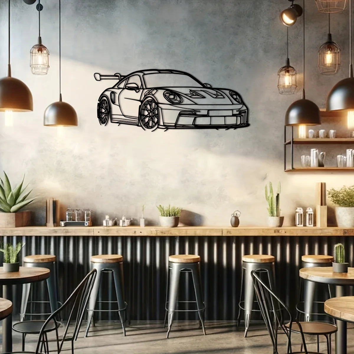 1pc for Supercar Metal Wall Art - 15.75" x 6.32" Modern Iron Home Decor Sign, Dynamic Racing Car Outline Sculpture, Car Decor