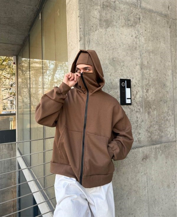 Anti Social Full-Zip Face Cover Hoodie - Oversized Streetwear Winter Edition