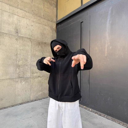 Anti Social Full-Zip Face Cover Hoodie - Oversized Streetwear Winter Edition